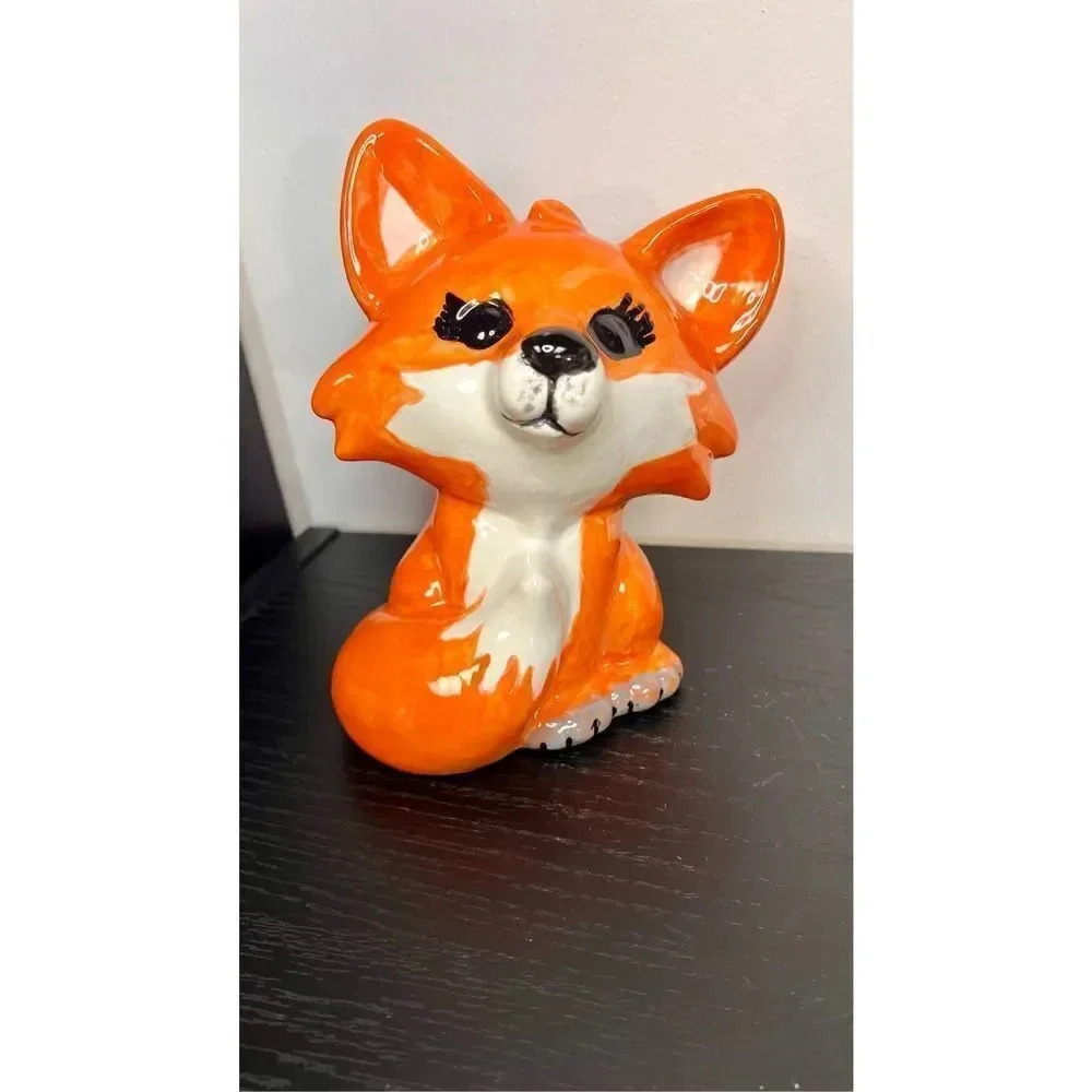 Emma Ceramic Fox‎ Coin Bank Orange